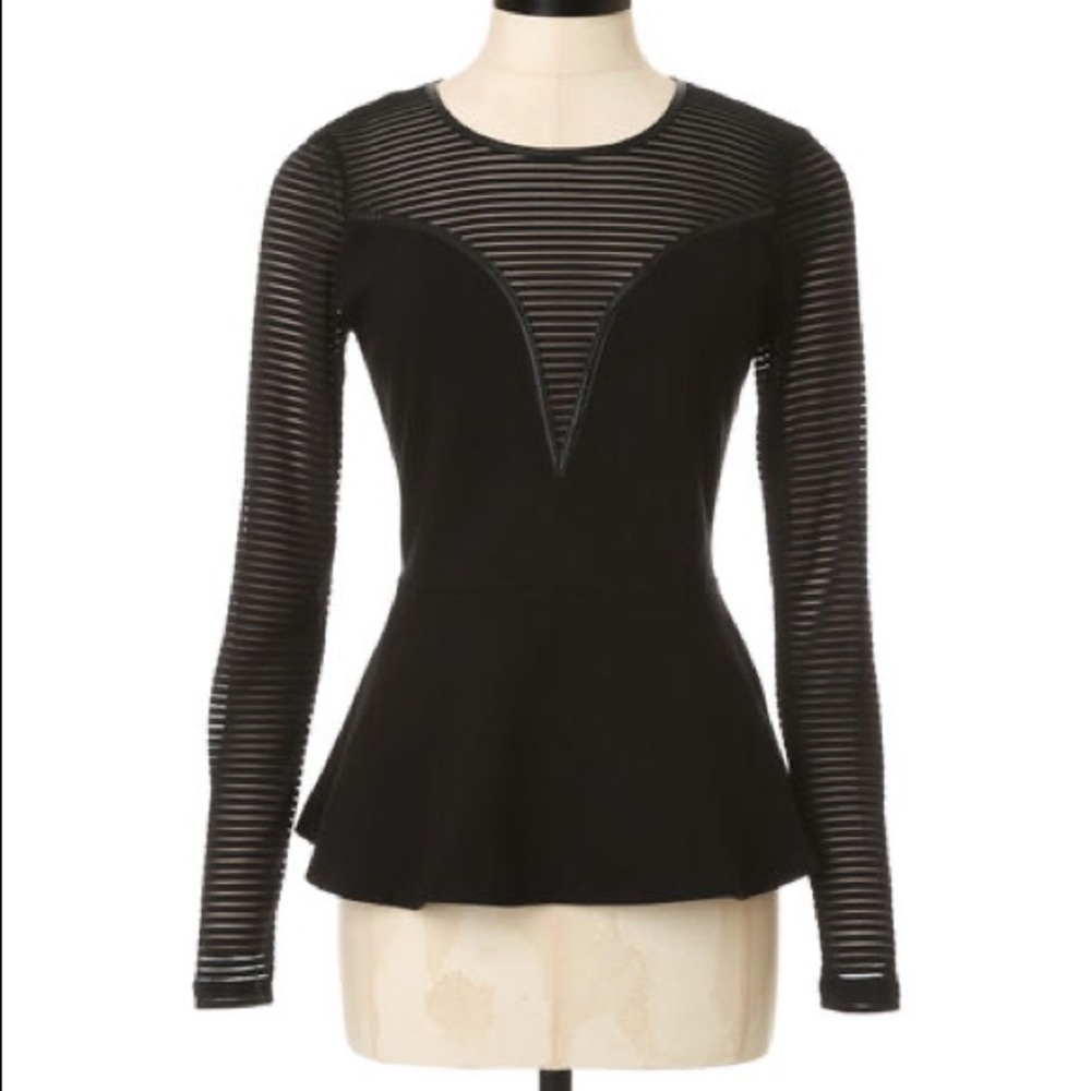 NWT Guess Shadow Stripe Peplum Top